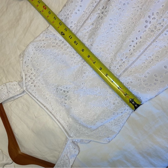 Banana Republic Eyelet Pinafore Dress Midi White Lace Ruffle Square Neck Size 2 - Picture 9 of 11